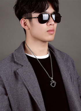 衔尾蛇钛钢项链男潮人大气霸气