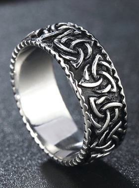 凯尔特人钛钢戒指嘻哈单身男士