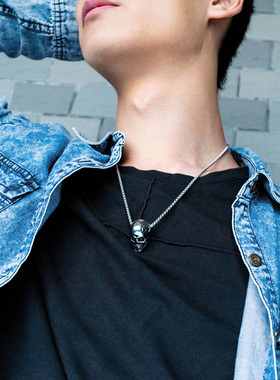 抖音钛钢骷髅男士朋克风百搭吊坠