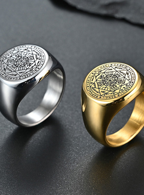 芒星嘻哈风欧美单身潮人钛钢戒指