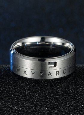 钛钢字母旋转戒指男女数字学生