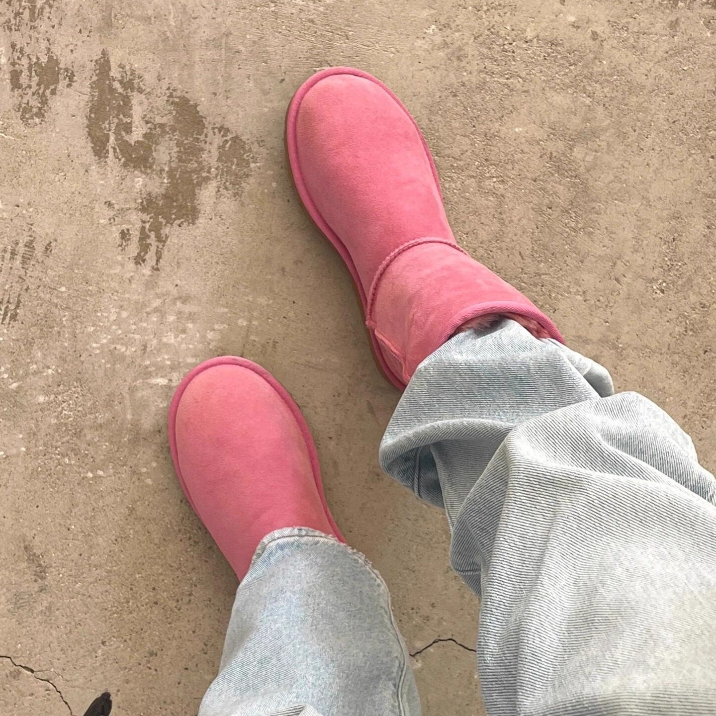 羊皮毛一体雪地靴2025新家复古风圆头套筒粉红色雪地棉加绒中筒靴,淘宝优惠券,粉丝福利购,淘宝优惠卷