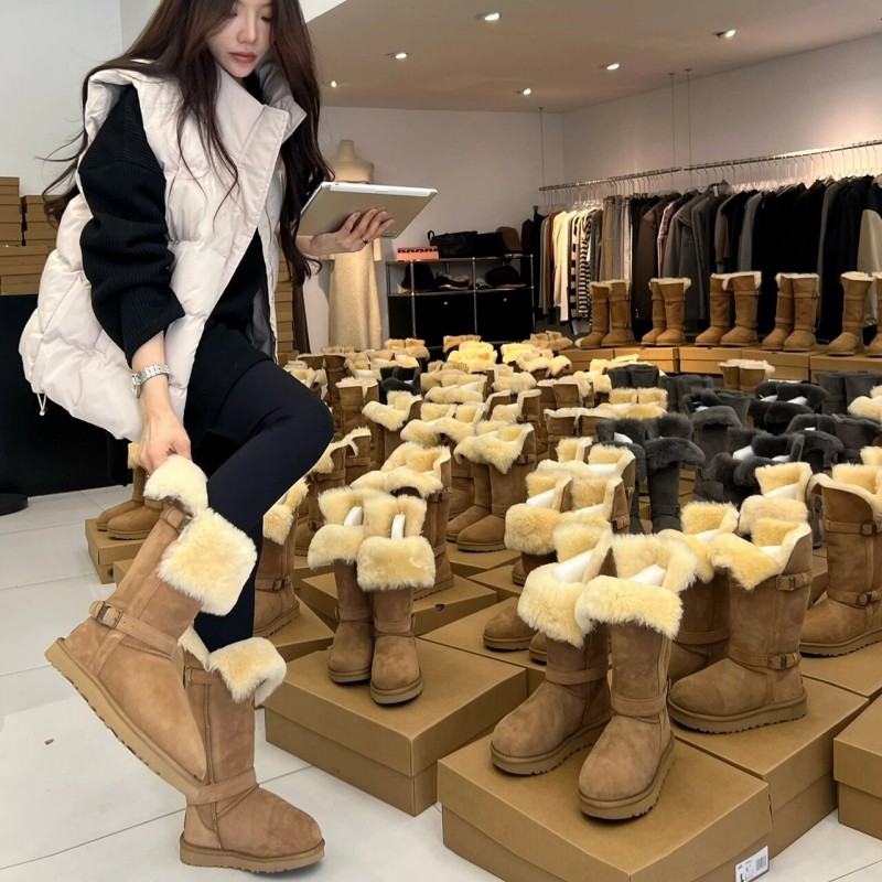 羊皮毛一体雪地靴女2025新款复古圆头平底加绒中筒雪地棉不过膝靴,淘宝优惠券,粉丝福利购,淘宝优惠卷