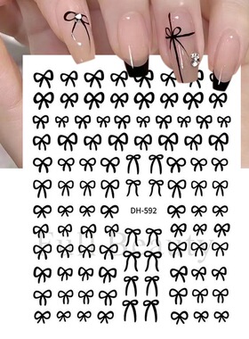 2023网红日式美甲贴纸蝴蝶结丝带贴片指甲贴kitt猫粉色蓝色
