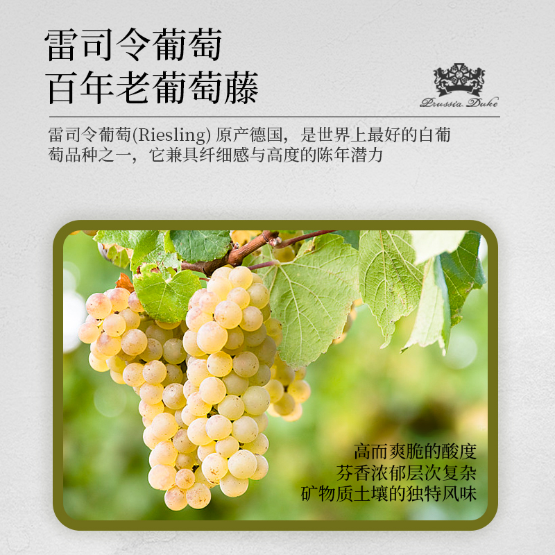 德国进口Riesling雷司令干白甜白葡萄酒普鲁士公爵高等级750ml-图1