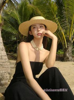 法式镶钻星球珍珠项链欧美个性辣妹风颈链轻奢小众choker锁骨链