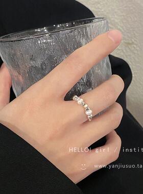 AA6504碎银子珍珠戒指女2024小众设计食指戒轻奢高级感独特指环