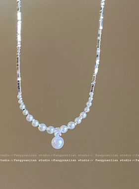 千金风碎银子珍珠项链女款2026新款锁骨链高级感轻奢小众颈链配饰