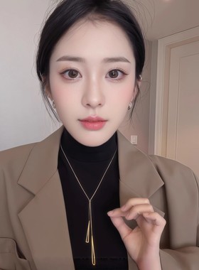 银色长款项链女款2025新款高级感轻奢小众装饰毛衣链秋冬衣服配饰