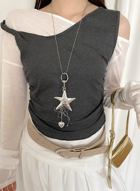 y2k辣妹海星花朵爱心项链女长款锁骨链甜酷设计感颈链吊坠配饰潮