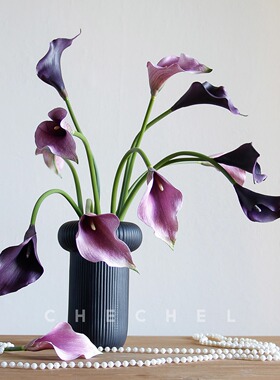 chechel pu手感马蹄莲仿真花假花家居客厅餐厅软装花艺高级感摆件