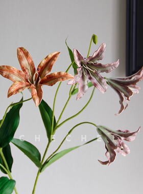 chechel 手感pu小百合花亚百合假花花艺搭配家居装饰摆件摄影道具