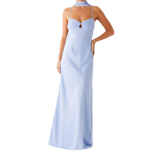 2026 Women's Elegant V-neck Strap Backless Long High-end Sat - 图2