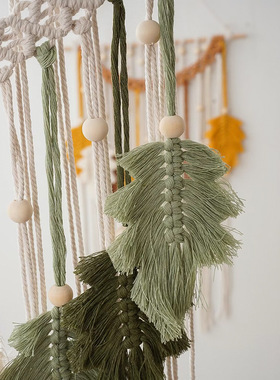 Wind Hand-woven Tapestry lorful tton Rope Tassel Leaf Wall H