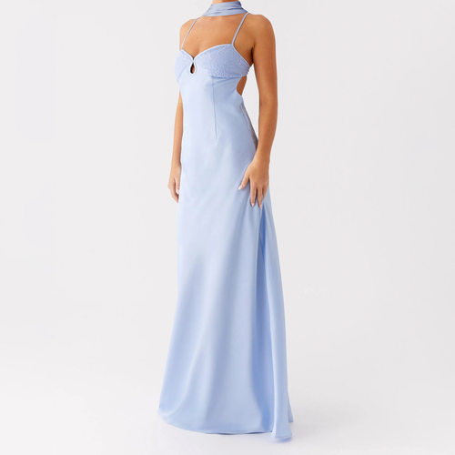 2026 Women's Elegant V-neck Strap Backless Long High-end Sat - 图1
