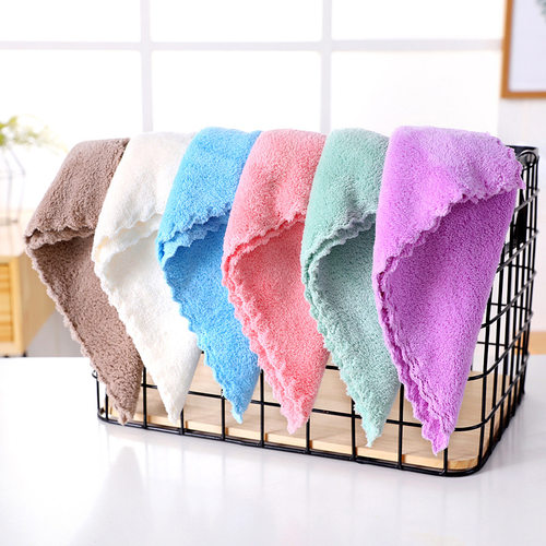 High Density ral Fleece Towel Cut Edge Wipe Hand Square Towe - 图0
