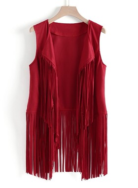 Fashion Thin Tassel Vest Women's Slim Look Sleeveless Vest W