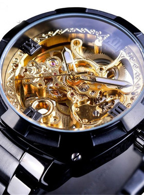 Men's Fashion Retro Carved Hollow Luminous Waterproof Automa