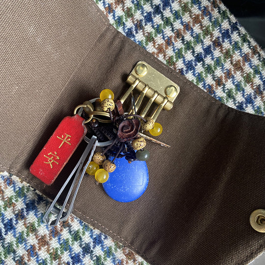 harris tweed哈里斯粗花呢手工迷你小钥匙包多功能便携卡包钥匙扣