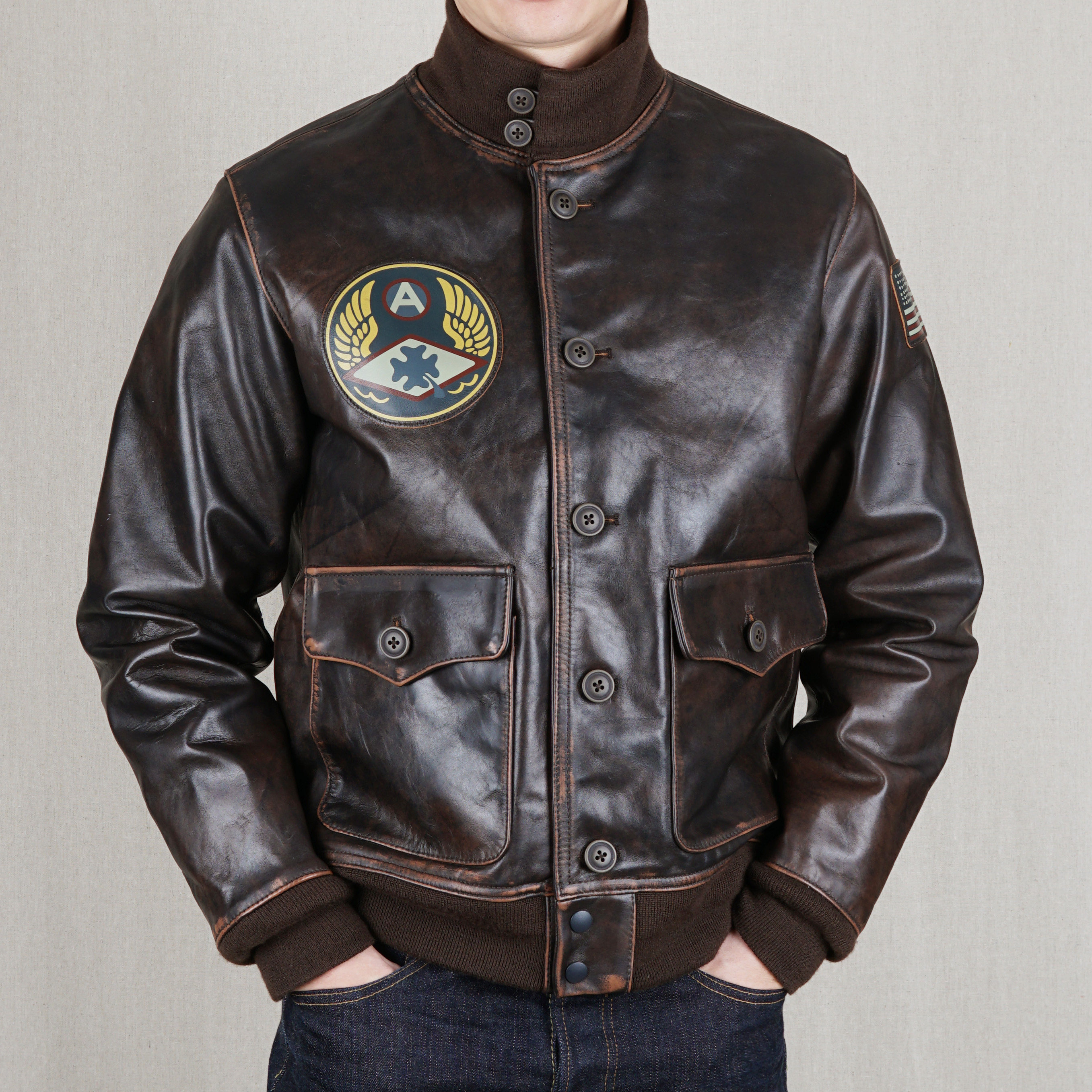 motor crew type a-1 1927美军飞行夹克 牛皮做旧 33oz 合作出品