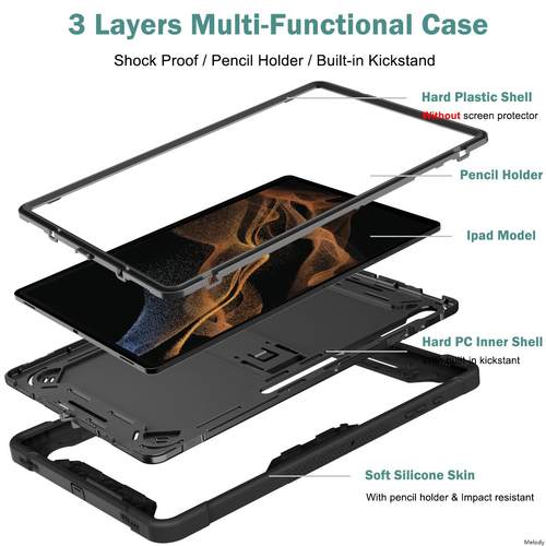 适用于三星samsung tab S7 s8 S9 ultra case s10+plus FE x806 A8 cover保护套SM-X700皮套X910硅胶软壳防摔 - 图3