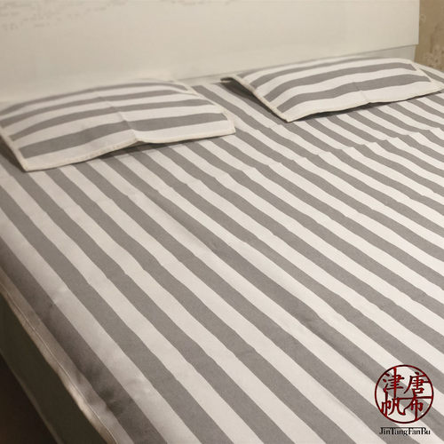 津唐【天津老帆布凉席】特厚加密纯棉老粗布夏凉白床单幼儿园棉布 - 图2