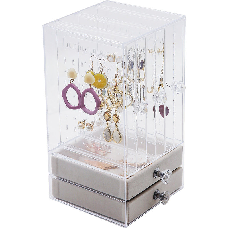 Net Red Acrylic Earrings Shelf Transparent Earrings Jewelry Box Necklace Hand Jewelry Household Makeup Storage Rack Dustproof