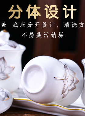 陶瓷供水杯家用佛台供佛杯观音供杯佛前杯子上供水杯套装佛堂贡杯