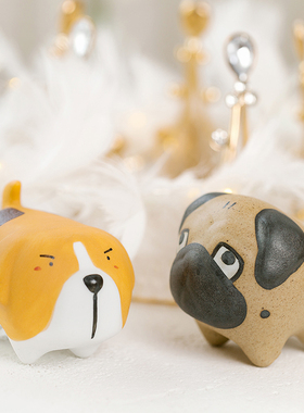 可爱风陶瓷摆件创意动物桌面装饰