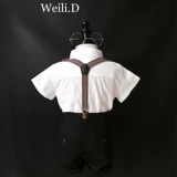 Летнее детское платье для мальчиков, комплект, рубашка, комбинезон, в британском стиле, короткий рукав