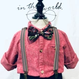 Детское красное платье, комплект, черная рубашка, подтяжки, штаны, костюм, осеннее, в западном стиле, наряд на выход