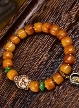 藏传牦牛骨桶珠文玩手串单圈回流骨观音配饰藏式复古男女百搭手链