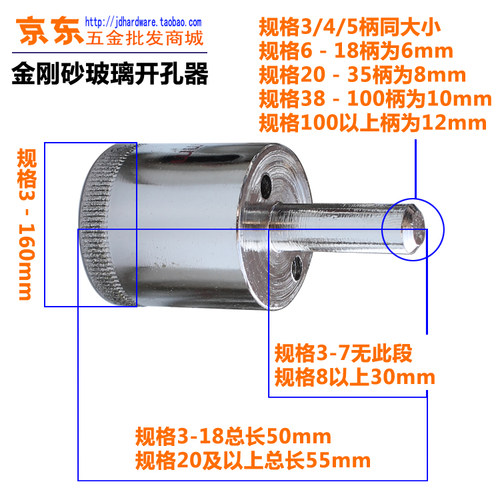 特价玻璃开孔器 玻璃钻头金刚砂开孔器佛珠抛光镜子钻孔打玻璃孔 - 图0
