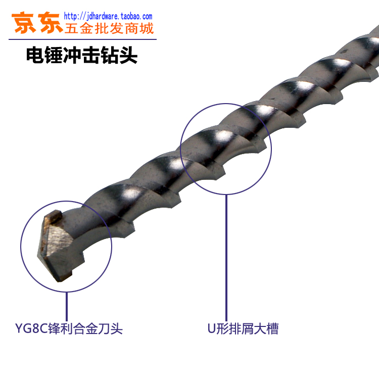 加长穿墙植筋电锤冲击钻头圆柄两坑两槽80公分-1.5米适用轻型电锤 - 图2