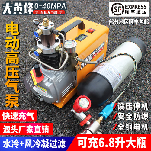 大黄蜂高压打气机30mpa高压气泵40mpa小型单缸水冷电动充气泵冲气 - 图0