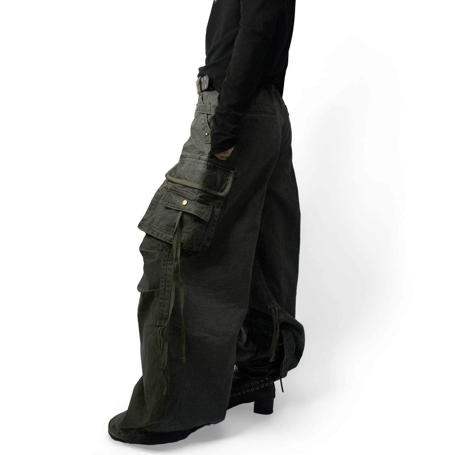 IN GEMINI CODE美式工装风多口袋绑带阔腿裤宽松休闲百搭工装裤,淘宝优惠券,粉丝福利购,淘宝优惠卷