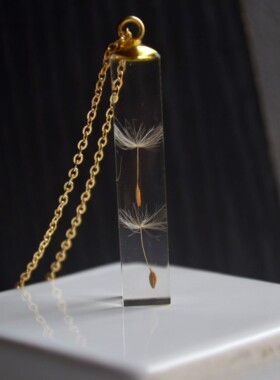 原创蒲公英立方体镀金项链女精致