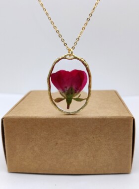 原创玫瑰花镀金项链精致女轻奢