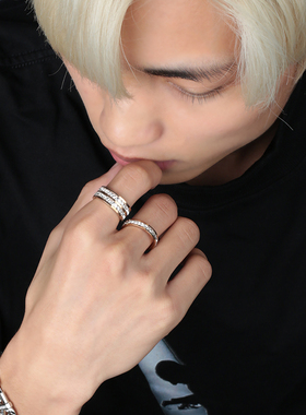 Killwmmer钛钢单双排满钻戒指