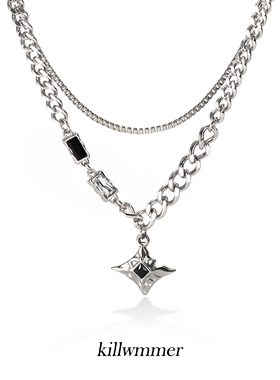 原创钛钢双层星星项链男女款