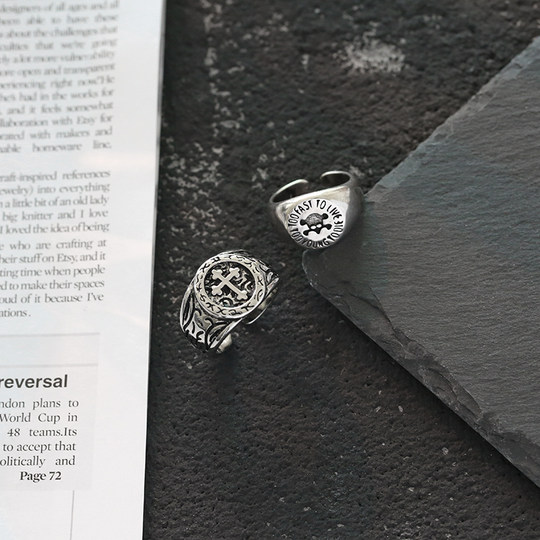 Винтажное открытое регулируемое мужское кольцо