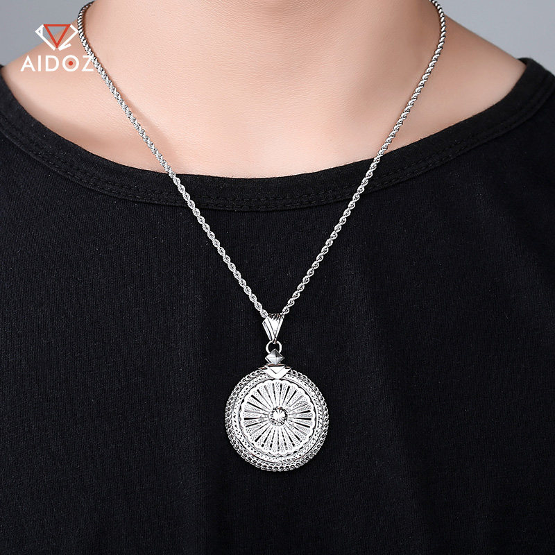 pt950铂金观音吊坠男款白金可旋转镂空项坠时来运转男士项链