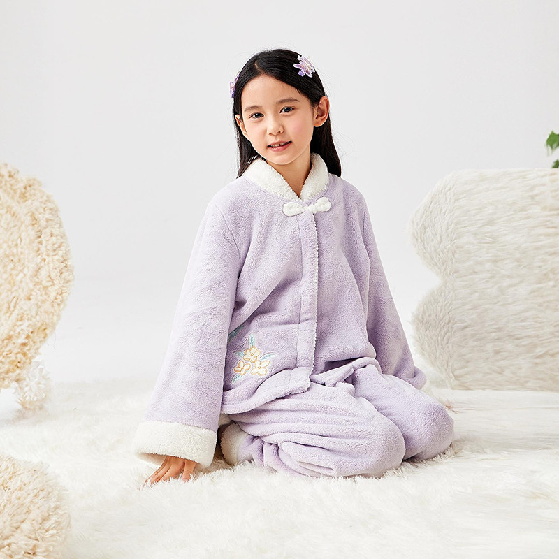 巴拉巴拉balaOne女童睡衣套装2025冬新款加厚法兰绒保暖国风盘扣,淘宝优惠券,粉丝福利购,淘宝优惠卷
