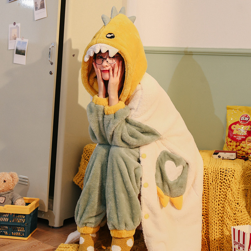 珊瑚绒女秋冬季毛茸茸卡通睡衣 妍希服饰睡衣/家居服套装