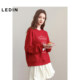 Leding New Year Red Round Neck Sweater 2025 Spring New Loose Sweater Cartoon Letters Printed Casual Top