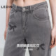ພາກຮຽນ spring ແລະ summer ແບບໃຫມ່ lace bow ພິມ jeans ກາງເກງຊື່ C1HAF2175