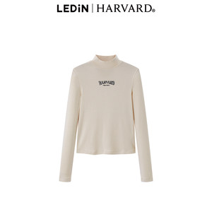 【哈佛联名】乐町半高领打底衫冬季新款字母长袖T恤C1CPD4218