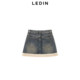【商场同款】乐町仿羊羔毛拼接牛仔短裙新款复古半身裙C2HEE4226