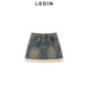 【商场同款】乐町仿羊羔毛拼接牛仔短裙新款复古半身裙C2HEE4226