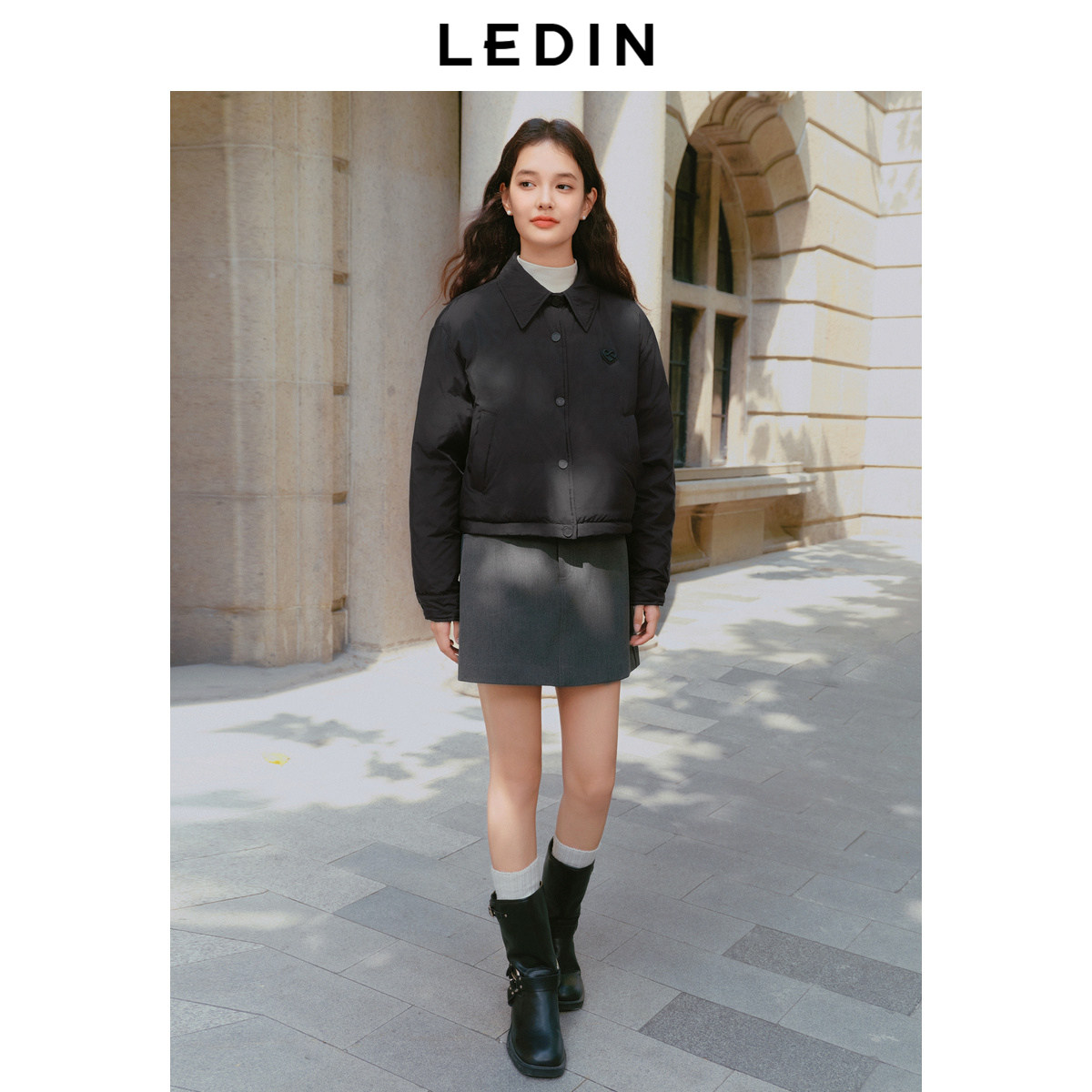 乐町衬衫领羽绒服女装冬季韩系通勤好穿轻薄宽松羽绒短款保暖